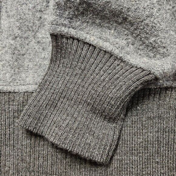 Bernardo Collection Gray & Charcoal Front Button Wool Versatile Neckline Sweater - Picture 5 of 12